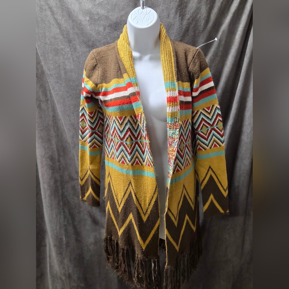 Hot & Delicious Chevron Cardigan with Yellow and Brown Accents
